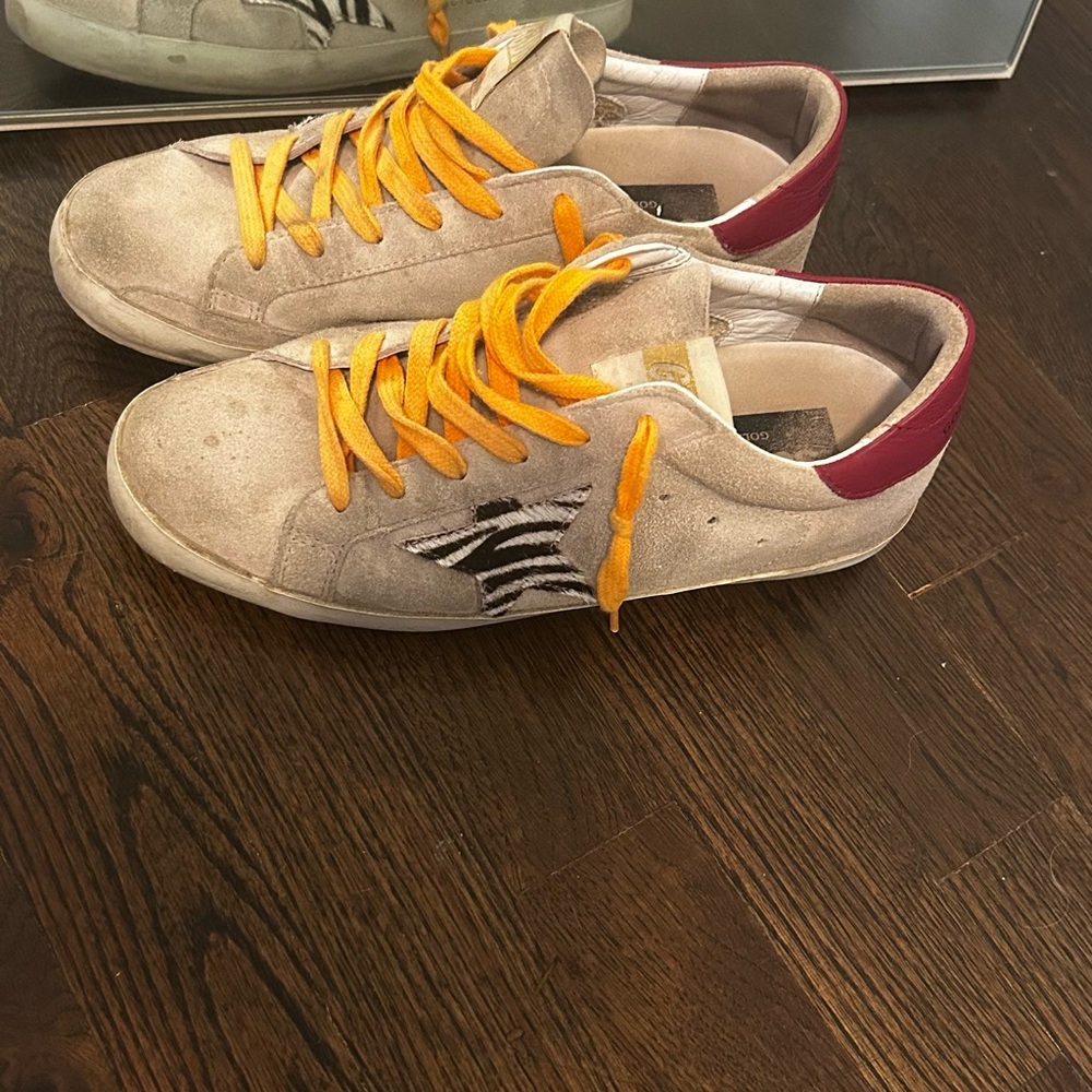 Golden Goose Sneakers with Yellow and Red Accents Zebra Star
